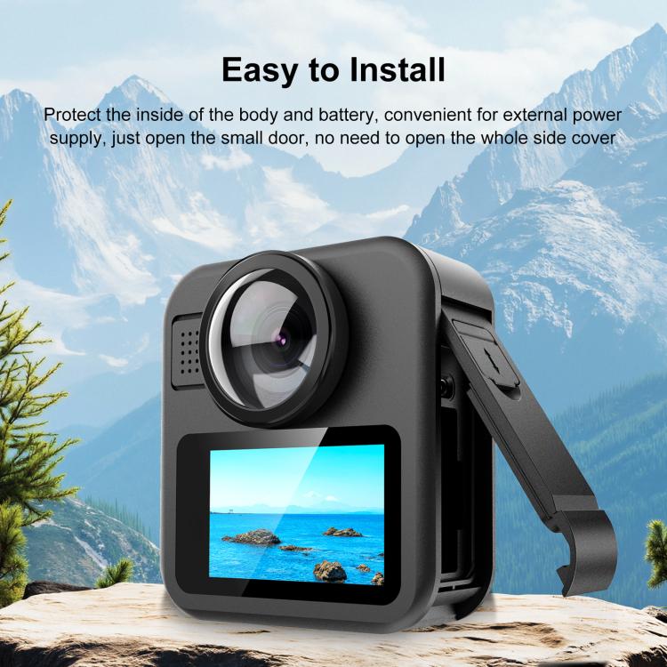 Tapa de interfaz lateral de batería ABS para GoPro MAX2 PULUZ, Side Interface Cover