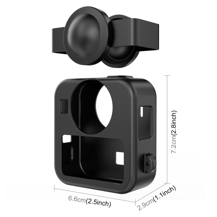 Funda protectora de silicona PULUZ para GoPro MAX2 con tapas para lentes dobles y correa., Body Case with Dual Lens Cap