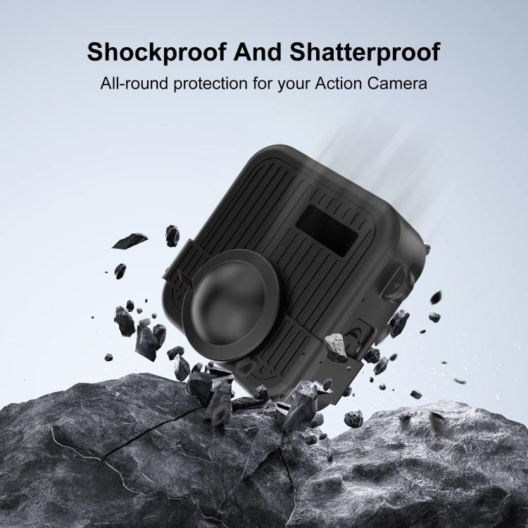 Funda protectora de silicona PULUZ para GoPro MAX2 con tapas para lentes dobles y correa., Body Case with Dual Lens Cap