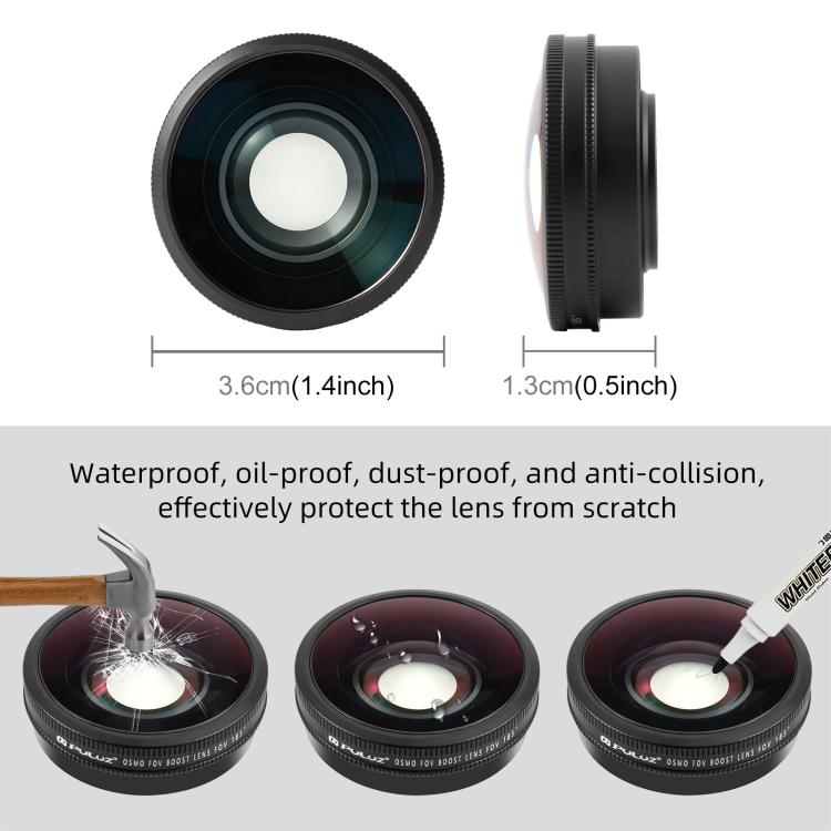 Lente gran angular PULUZ FOV Boost de 185 grados para DJI Osmo Action 6, For DJI Osmo Action 6