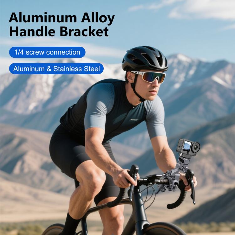 Soporte de aleación de aluminio para manillar de motocicletas y bicicletas con estabilizador de 3 vías profesional PULUZ para cámaras panorámicas y de acción., Handlebar Aluminium Alloy Mount
