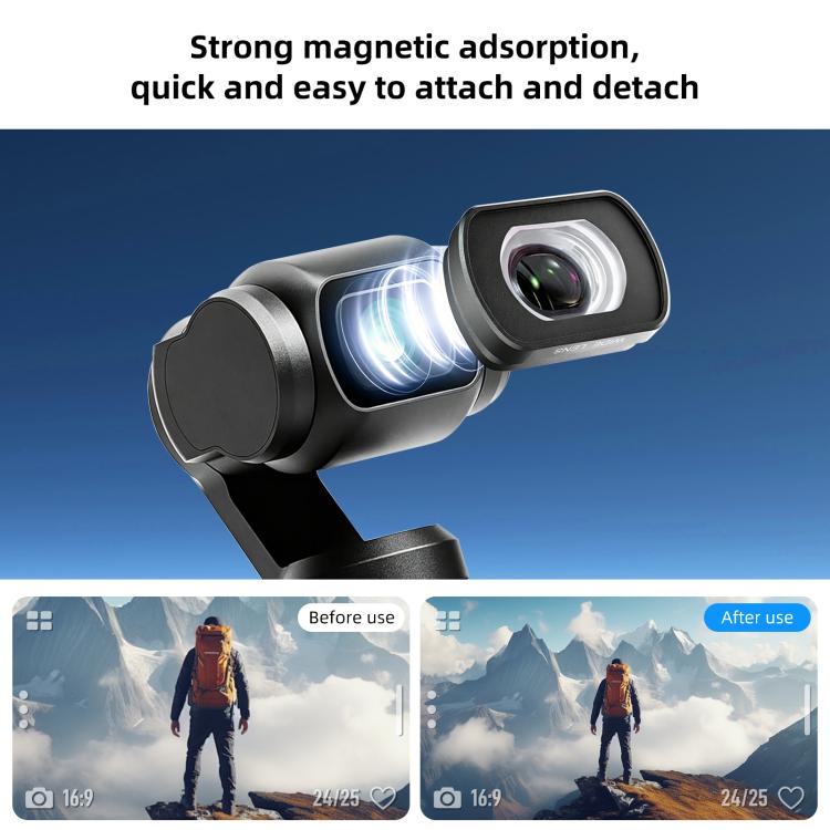 Filtro magnético de gran angular de 112 grados para DJI Osmo Pocket 4/3, PULUZ For DJI Osmo Pocket 4 / 3
