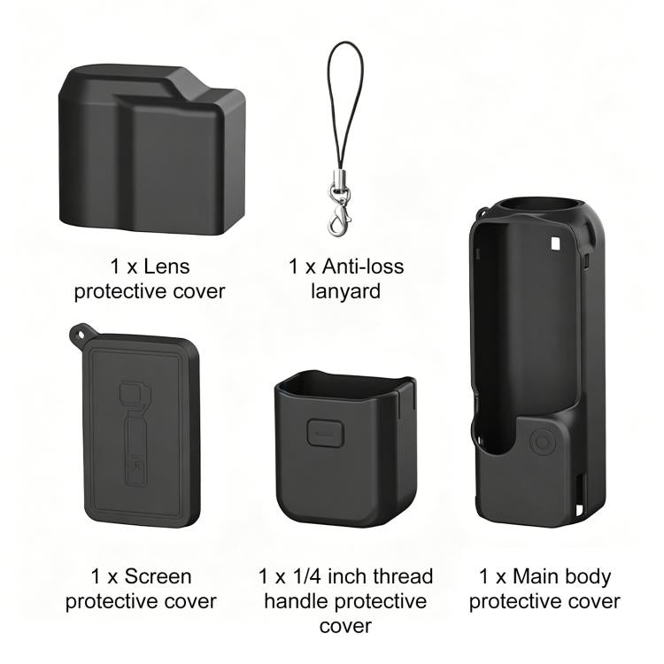 Funda de silicona TPU 4 en 1 para cuerpo, lente, mango y pantalla de PULUZ para DJI OSMO Pocket 4