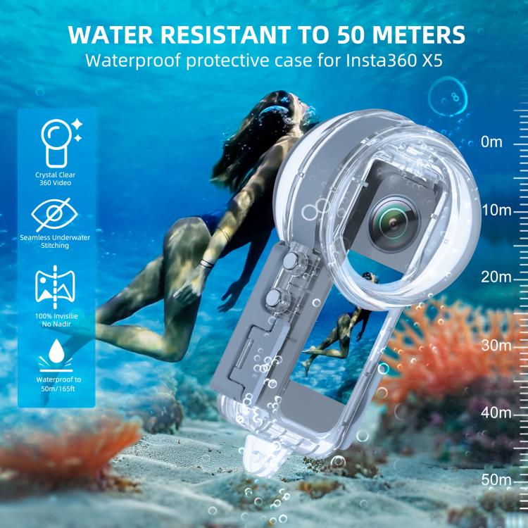 Estuche de buceo sellado e impermeable PULUZ de 50 m para Insta360 X5, edición juvenil, Waterproof Diving Case, Youth Edition