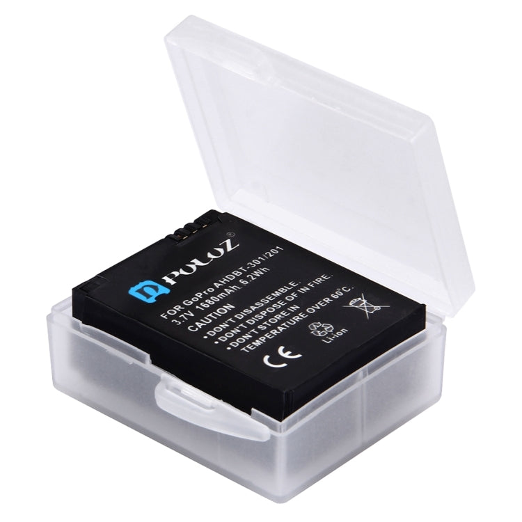 Caja de almacenamiento de batería transparente de plástico duro PULUZ (para batería GoPro HERO4), AHDBT-301/201, AHDBT-401