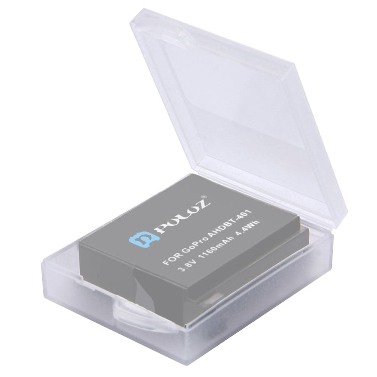 Caja de almacenamiento de batería transparente de plástico duro PULUZ (para batería GoPro HERO4), AHDBT-301/201, AHDBT-401