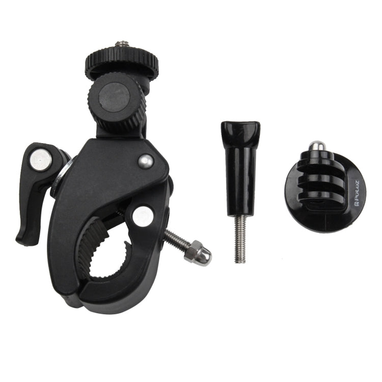 PULUZ Soporte para manillar de bicicleta de motocicleta con soporte para trípode y tornillo para GoPro Hero11 Black / HERO10 Black /9 Black /8 Black /7/6/5/5 Session /4 Session /4/3+ /3/2/1, DJI Osmo Actiony otras cámaras de acción, Lengthened Mount