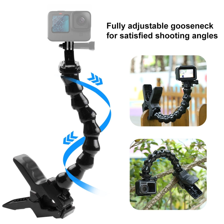 PULUZ Action Sports Cameras Jaws Flex Clamp Mount para GoPro Hero11 Black / HERO10 Black /9 Black /8 Black /7/6/5/5 Session /4 Session /4/3+ /3/2/1, DJI Osmo Action y otrosCámaras de acción, Jaws Mount, Jaws Mount(AE)