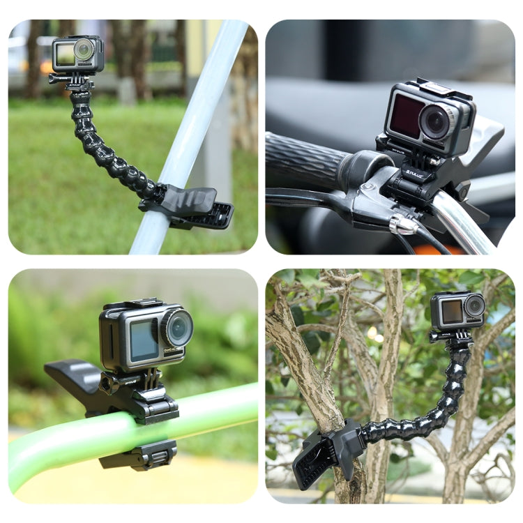 PULUZ Action Sports Cameras Jaws Flex Clamp Mount para GoPro Hero11 Black / HERO10 Black /9 Black /8 Black /7/6/5/5 Session /4 Session /4/3+ /3/2/1, DJI Osmo Action y otrosCámaras de acción, Jaws Mount, Jaws Mount(AE)