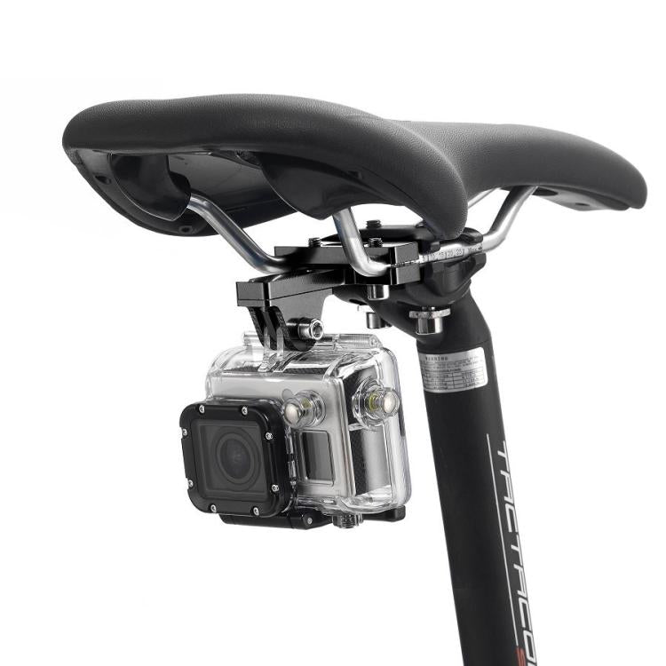 Soporte de cojín para asiento de bicicleta de aleación de aluminio PULUZ para GoPro Hero11 Black / HERO10 Black / HERO9 Black / HERO8 Black /7/6/5/5 Session /4 Session /4/3+ /3/2/1, DJI Osmo Action, Xiaoyiy otras cámaras de acción, Seat Mount