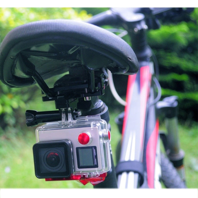 Soporte de cojín para asiento de bicicleta de aleación de aluminio PULUZ para GoPro Hero11 Black / HERO10 Black / HERO9 Black / HERO8 Black /7/6/5/5 Session /4 Session /4/3+ /3/2/1, DJI Osmo Action, Xiaoyiy otras cámaras de acción, Seat Mount