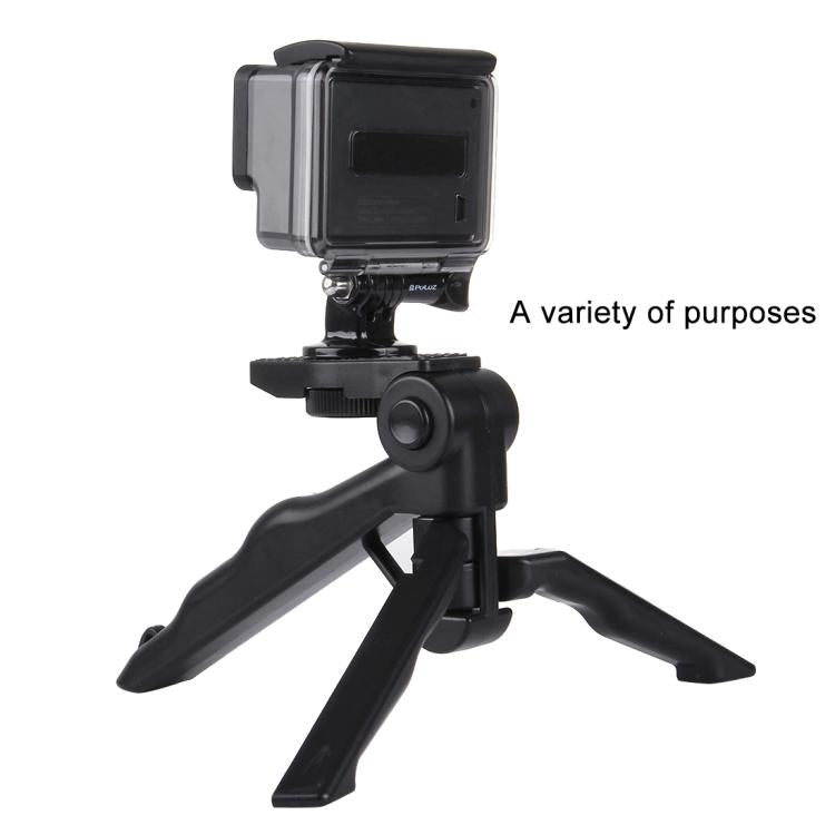 Soporte de trípode plegable PULUZ Grip con adaptador y tornillos para GoPro Hero11 Black / HERO10 Black / HERO9 Black / HERO8 Black / HERO7 /6/5/5 Session /4 Session /4/3+ /3/2/1, Xiaoyi y otras accionesCámaras, carga máxima: 2 kg, Load Max: 2kg