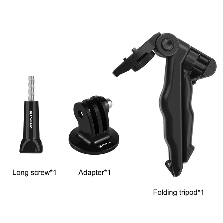 Soporte de trípode plegable PULUZ Grip con adaptador y tornillos para GoPro Hero11 Black / HERO10 Black / HERO9 Black / HERO8 Black / HERO7 /6/5/5 Session /4 Session /4/3+ /3/2/1, Xiaoyi y otras accionesCámaras, carga máxima: 2 kg, Load Max: 2kg