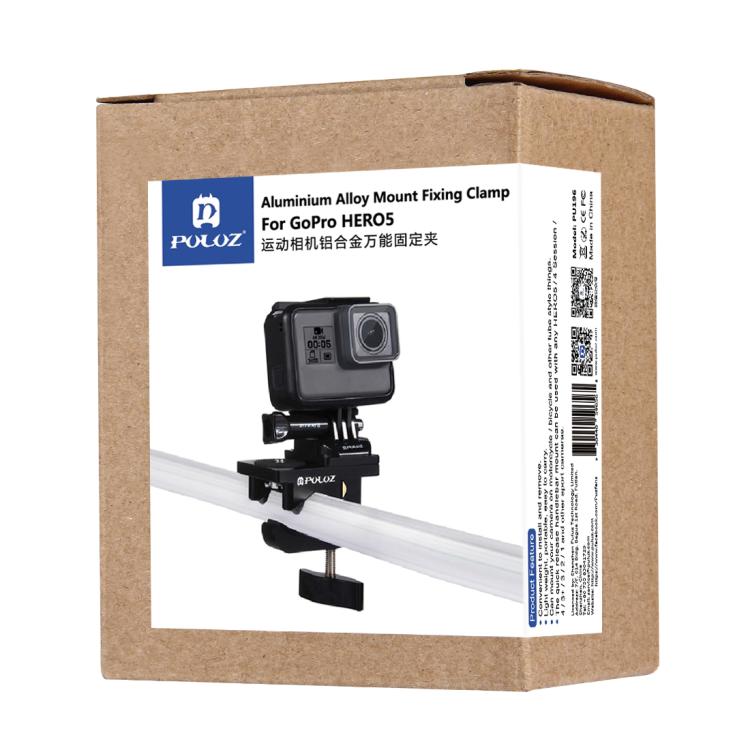 Abrazadera de fijación universal de montaje de aleación de aluminio PULUZ para GoPro Hero11 Black / HERO10 Black /9 Black /8 Black /7/6/5/5 Session /4 Session /4/3+ /3/2/1, DJI Osmo Action y otras accionesCámaras, Fixing Clamp Mount