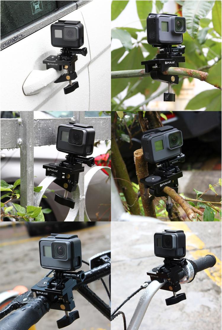 Abrazadera de fijación universal de montaje de aleación de aluminio PULUZ para GoPro Hero11 Black / HERO10 Black /9 Black /8 Black /7/6/5/5 Session /4 Session /4/3+ /3/2/1, DJI Osmo Action y otras accionesCámaras, Fixing Clamp Mount