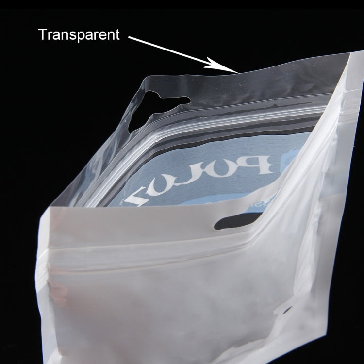 10 PCS PULUZ 25.8cm x 18cm Orificio para colgar Frente transparente Perla blanca Joyería Bolsa de embalaje con cierre de cremallera (Tamaño: L), Size: L