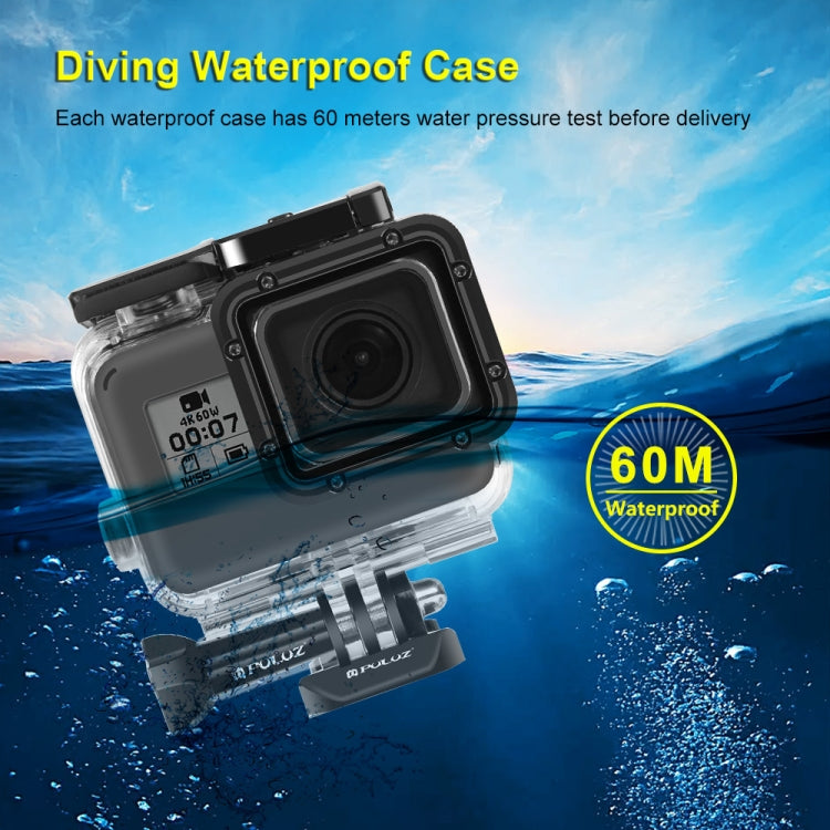 PULUZ para GoPro HERO (2018) / HERO7 Black / 6/5 60 m Carcasa impermeable subacuática Estuche protector de buceo con hebilla Montaje básico y tornillo, For HERO5
