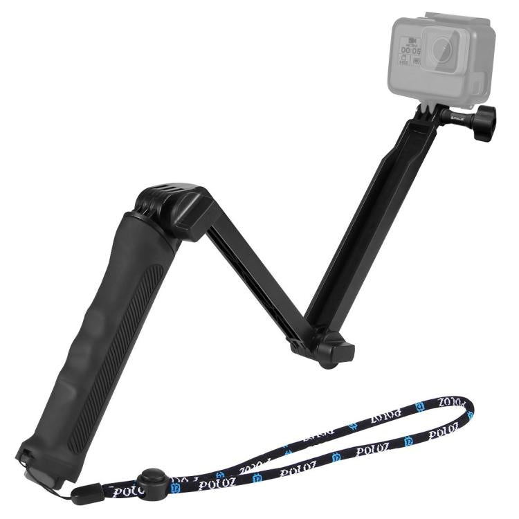 Monopié de extensión con palo selfie y trípode plegable con agarre de 3 vías PULUZ para GoPro, Insta360 ONE R, DJI Osmo Action y otras cámaras de acción, longitud: 20-58 cm, Length: 20-58cm, Length: 20-58cm(AE)
