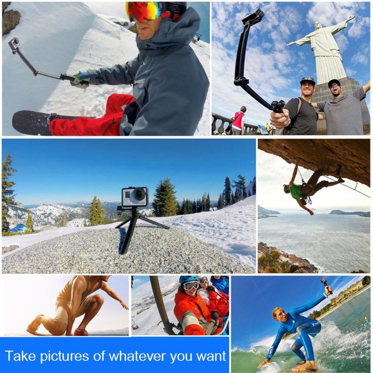 Monopié de extensión con palo selfie y trípode plegable con agarre de 3 vías PULUZ para GoPro, Insta360 ONE R, DJI Osmo Action y otras cámaras de acción, longitud: 20-58 cm, Length: 20-58cm, Length: 20-58cm(AE)
