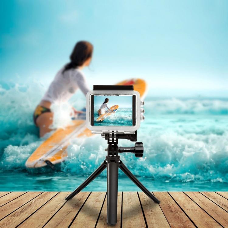 Monopié de extensión con palo selfie y trípode plegable con agarre de 3 vías PULUZ para GoPro, Insta360 ONE R, DJI Osmo Action y otras cámaras de acción, longitud: 20-58 cm, Length: 20-58cm, Length: 20-58cm(AE)