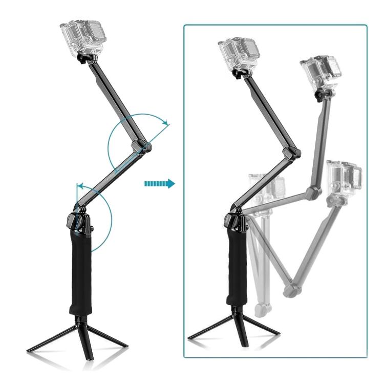 Monopié de extensión con palo selfie y trípode plegable con agarre de 3 vías PULUZ para GoPro, Insta360 ONE R, DJI Osmo Action y otras cámaras de acción, longitud: 20-58 cm, Length: 20-58cm, Length: 20-58cm(AE)