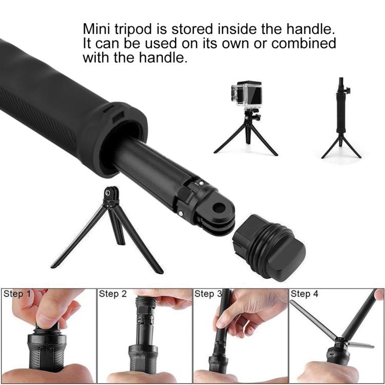 Monopié de extensión con palo selfie y trípode plegable con agarre de 3 vías PULUZ para GoPro, Insta360 ONE R, DJI Osmo Action y otras cámaras de acción, longitud: 20-58 cm, Length: 20-58cm, Length: 20-58cm(AE)