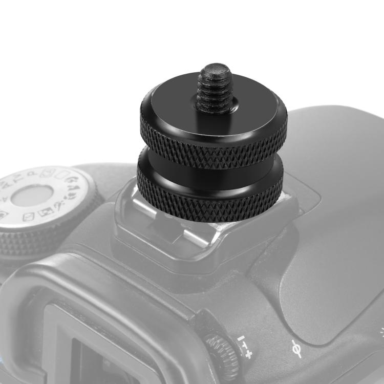 Adaptador de tornillo de 1/4 de pulgada con zapata reforzada PULUZ con tuerca doble para cámaras DSLR, GoPro HERO10 Black / HERO9 Black / HERO8 Black / HERO7 /6/5/5 Session /4 Session /4/3+ /3/2/1,Xiaoyi y otras cámaras de acción, Double Nut