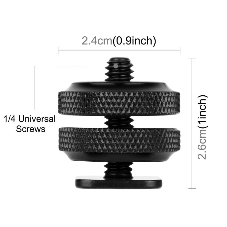 Adaptador de tornillo de 1/4 de pulgada con zapata reforzada PULUZ con tuerca doble para cámaras DSLR, GoPro HERO10 Black / HERO9 Black / HERO8 Black / HERO7 /6/5/5 Session /4 Session /4/3+ /3/2/1,Xiaoyi y otras cámaras de acción, Double Nut