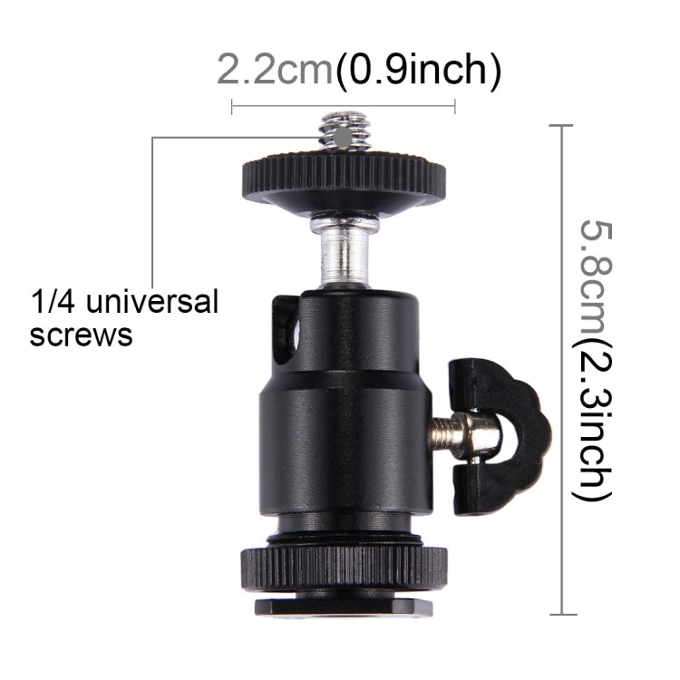 Cabeza de trípode de zapata fría PULUZ, cabeza de tornillo de trípode de 1/4 de pulgada con bloqueo, Hot Shoe Tripod Head
