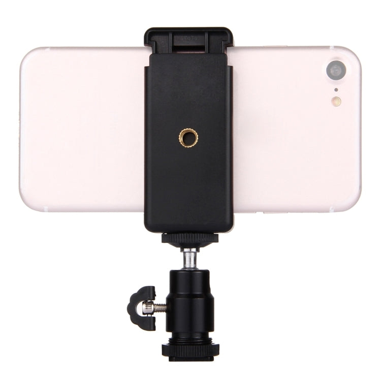 Cabezal de trípode con zapata PULUZ de 1/4 de pulgada + abrazadera de soporte para trípode para iPhone, Samsung, Huawei, HTC, teléfonos inteligentes de 5,5 cm a 8 cm de ancho, Tripod Head + Stand Clamp