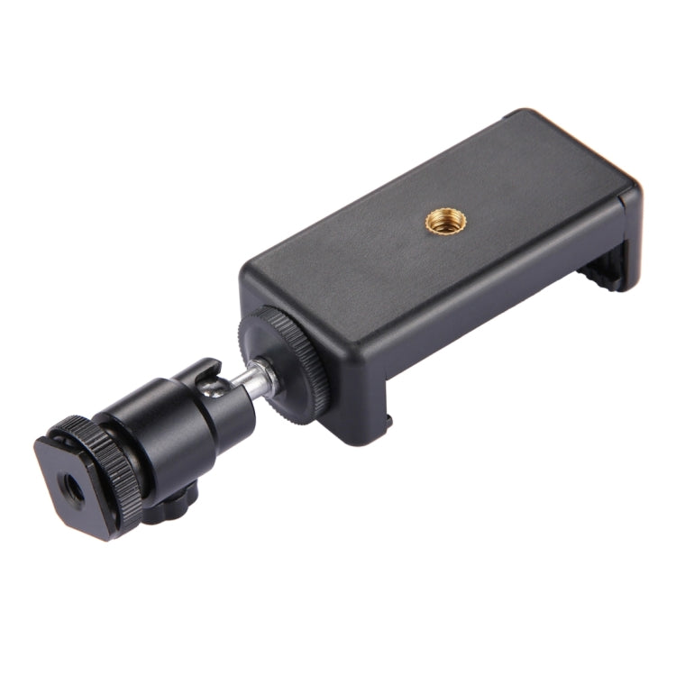 Cabezal de trípode con zapata PULUZ de 1/4 de pulgada + abrazadera de soporte para trípode para iPhone, Samsung, Huawei, HTC, teléfonos inteligentes de 5,5 cm a 8 cm de ancho, Tripod Head + Stand Clamp