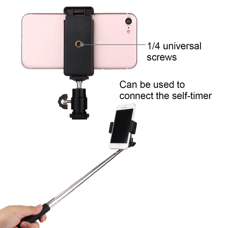 Cabezal de trípode con zapata PULUZ de 1/4 de pulgada + abrazadera de soporte para trípode para iPhone, Samsung, Huawei, HTC, teléfonos inteligentes de 5,5 cm a 8 cm de ancho, Tripod Head + Stand Clamp