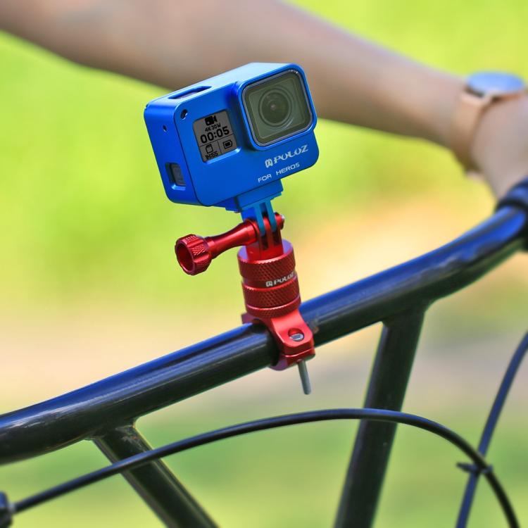 PULUZ Soporte adaptador de manillar de aluminio para bicicleta con rotación de 360 grados con tornillo para GoPro Hero11 Black / HERO10 Black /9 Black /8 Black /7/6/5/5 Session /4 Session /4/3+ /3/2/1, DJI OsmoCámaras de acción y otras cámaras de acc...