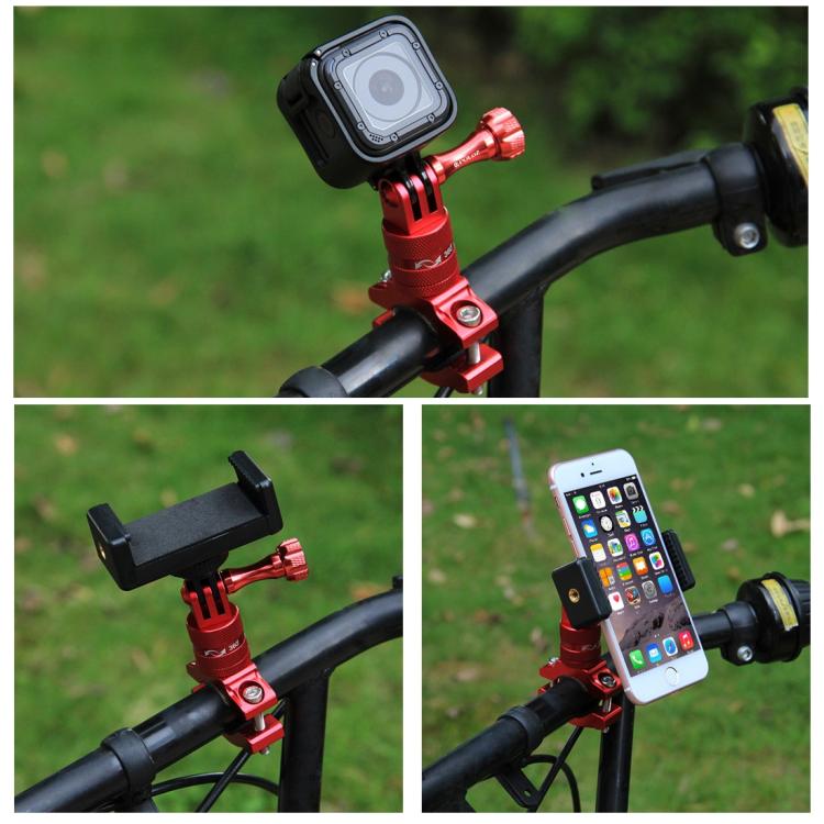 PULUZ Soporte adaptador de manillar de aluminio para bicicleta con rotación de 360 grados con tornillo para GoPro Hero11 Black / HERO10 Black /9 Black /8 Black /7/6/5/5 Session /4 Session /4/3+ /3/2/1, DJI OsmoCámaras de acción y otras cámaras de acc...