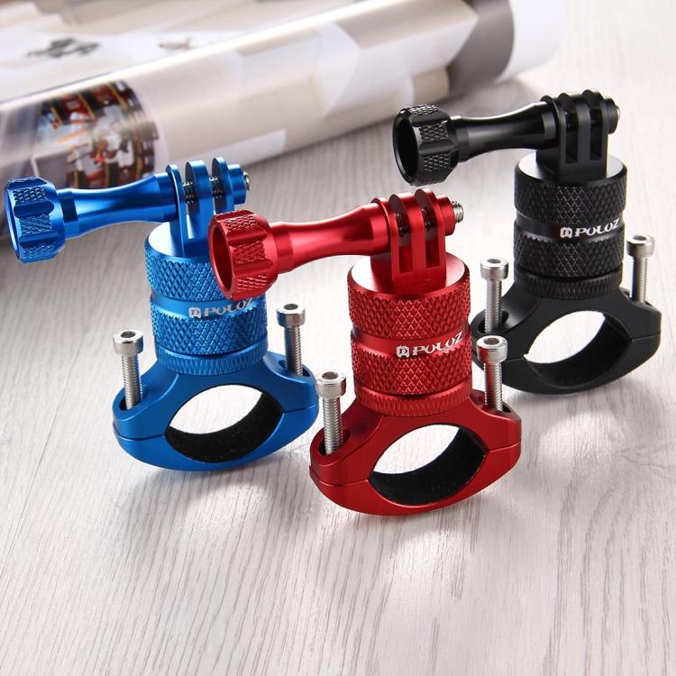 PULUZ Soporte adaptador de manillar de aluminio para bicicleta con rotación de 360 grados con tornillo para GoPro Hero11 Black / HERO10 Black /9 Black /8 Black /7/6/5/5 Session /4 Session /4/3+ /3/2/1, DJI OsmoCámaras de acción y otras cámaras de acc...