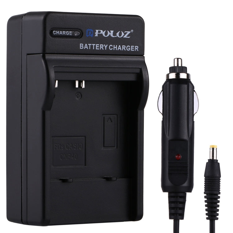 Cargador de coche de batería para cámara digital PULUZ para batería CASIO CNP40, CNP40 Car Charger