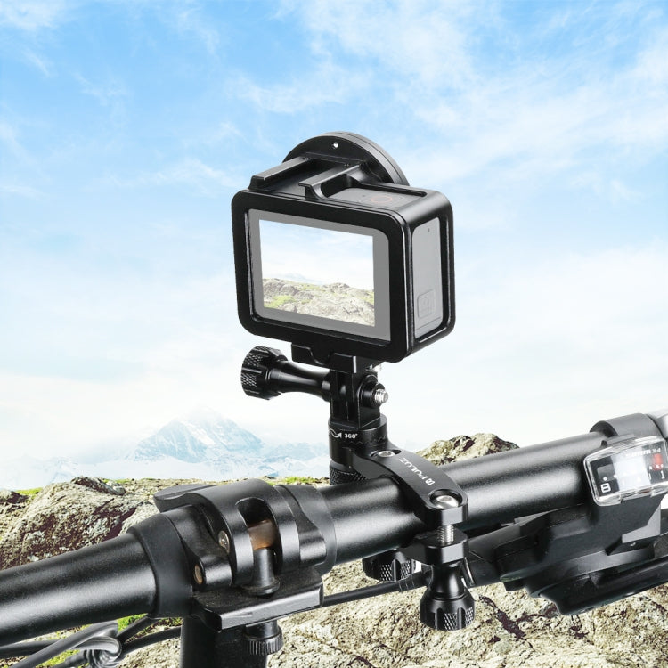 PULUZ Soporte adaptador de manillar de aluminio para bicicleta con rotación de 360 grados con tornillo para GoPro Hero11 Black / HERO10 Black /9 Black /8 Black /7/6/5/5 Session /4 Session /4/3+ /3/2/1, DJI OsmoCámaras de acción y otras cámaras de acc...