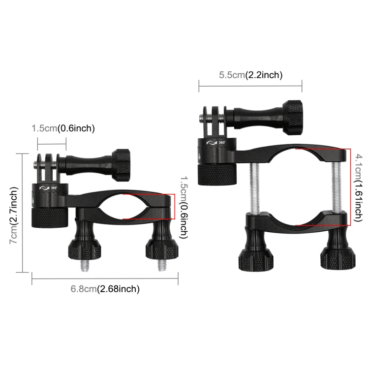 PULUZ Soporte adaptador de manillar de aluminio para bicicleta con rotación de 360 grados con tornillo para GoPro Hero11 Black / HERO10 Black /9 Black /8 Black /7/6/5/5 Session /4 Session /4/3+ /3/2/1, DJI OsmoCámaras de acción y otras cámaras de acc...