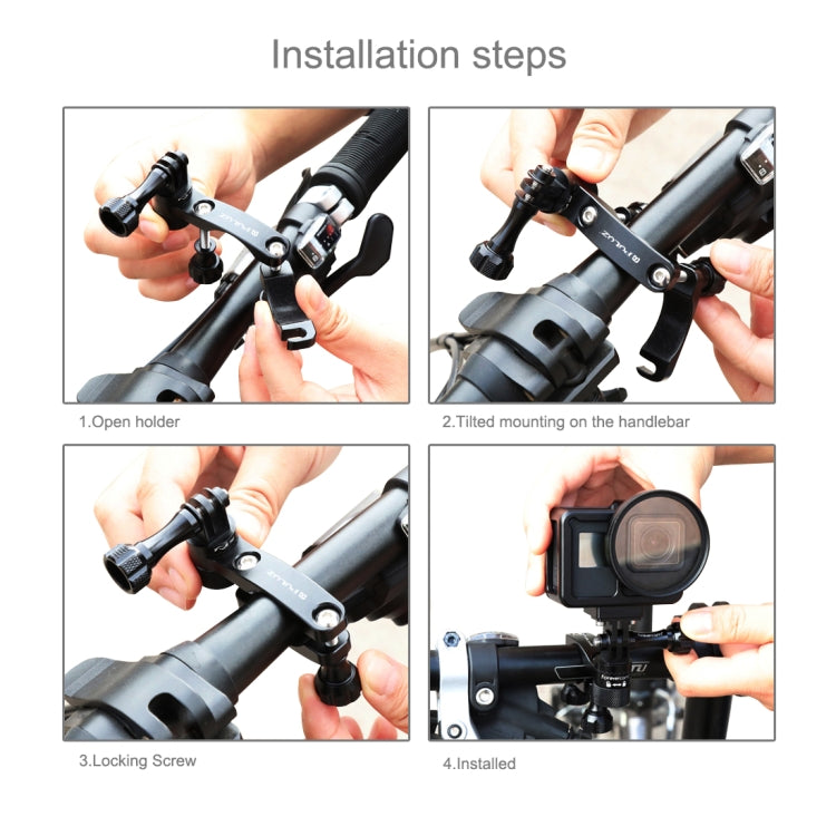 PULUZ Soporte adaptador de manillar de aluminio para bicicleta con rotación de 360 grados con tornillo para GoPro Hero11 Black / HERO10 Black /9 Black /8 Black /7/6/5/5 Session /4 Session /4/3+ /3/2/1, DJI OsmoCámaras de acción y otras cámaras de acc...