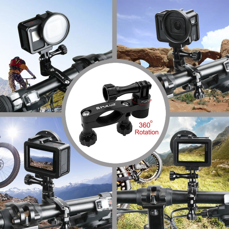 PULUZ Soporte adaptador de manillar de aluminio para bicicleta con rotación de 360 grados con tornillo para GoPro Hero11 Black / HERO10 Black /9 Black /8 Black /7/6/5/5 Session /4 Session /4/3+ /3/2/1, DJI OsmoCámaras de acción y otras cámaras de acc...