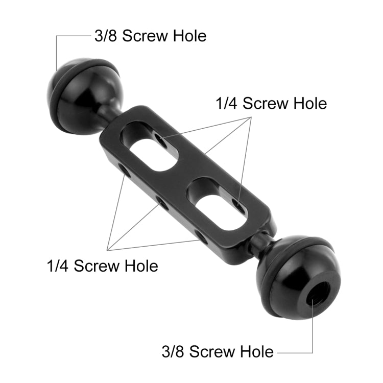 PULUZ Brazo de bolas dobles de aleación de aluminio de 5,1 pulgadas y 13 cm, diámetro de bola: 25 mm, 5.1 inch (Black), 5.1 inch (Blue), 5.1 inch (Red)