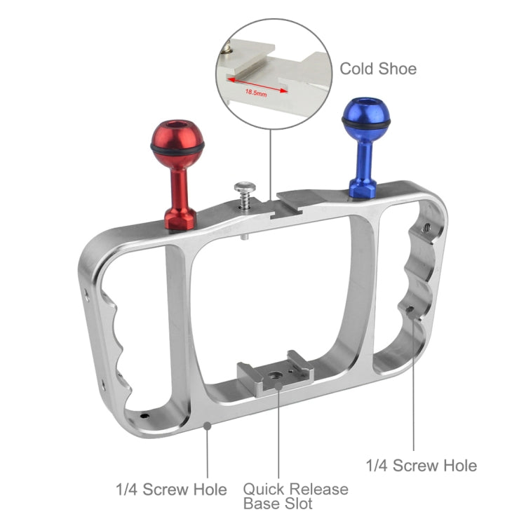 PULUZ Brazo de luz de buceo de mano dual Soporte de aluminio CNC con cordón para GoPro Hero11 Black / HERO10 Black / HERO9 Black /HERO8 / HERO7 /6/5/5 Session /4 Session /4/3+ /3/2/1, Insta360 ONE R, DJI Osmo Action y otras cámaras de acción           ...