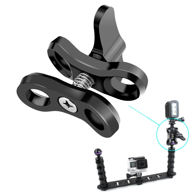 Abrazadera de bola PULUZ, soporte para cámara de buceo con orificio cerrado, abrazadera para linterna con resorte de aluminio CNC para sistema de fotografía subacuática de buceo, Single Ball Close Hole(Black), Single Ball Close Hole(Blue)              ...