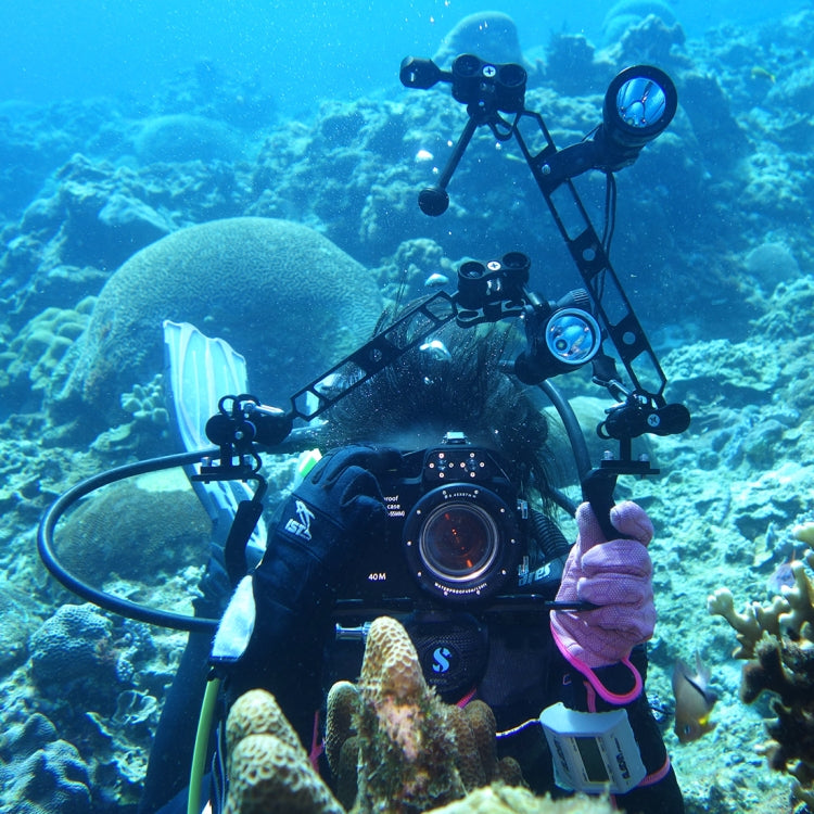 Abrazadera de bola PULUZ, soporte para cámara de buceo con orificio cerrado, abrazadera para linterna con resorte de aluminio CNC para sistema de fotografía subacuática de buceo, Single Ball Close Hole(Black), Single Ball Close Hole(Blue)              ...