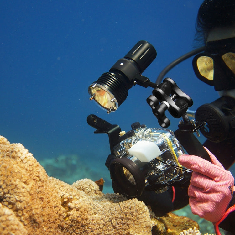 Abrazadera de bola PULUZ, soporte para cámara de buceo con orificio cerrado, abrazadera para linterna con resorte de aluminio CNC para sistema de fotografía subacuática de buceo, Single Ball Close Hole(Black), Single Ball Close Hole(Blue)              ...