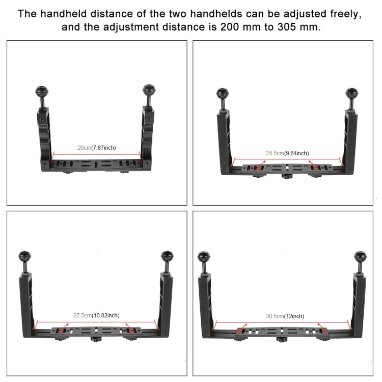 PULUZ Soporte de brazo de lámpara de aluminio CNC de doble mano ajustable para buceo para GoPro Hero11 Black / HERO10 Black / HERO9 Black /HERO8 / HERO7 /6/5/5 Session /4 Session /4/3+ /3/2/1, Insta360 ONER, DJI Osmo Action y otras cámaras de acción   ...
