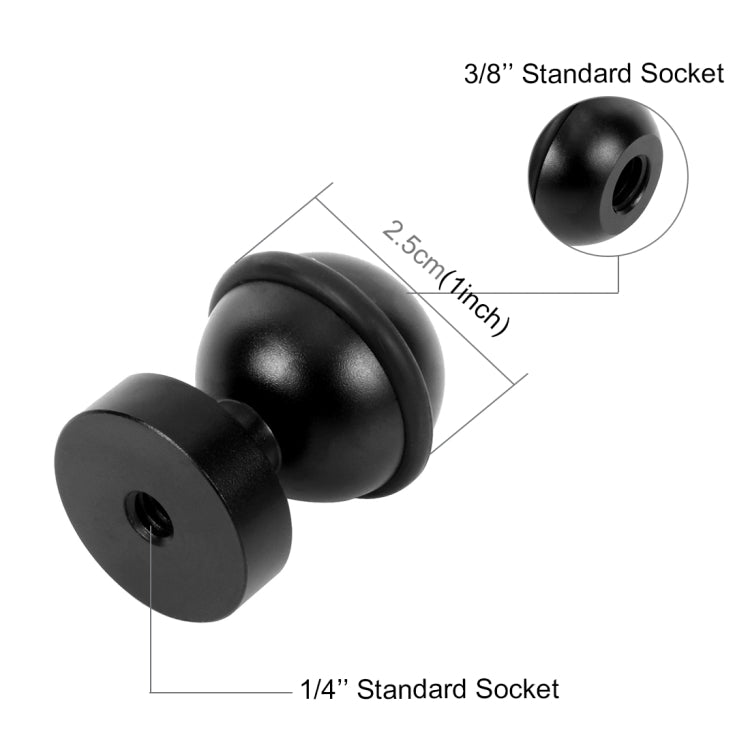 Soporte adaptador de cabeza esférica de aluminio CNC PULUZ para GoPro Hero11 Black / HERO10 Black /9 Black /8 Black /7/6/5/5 Session /4 Session /4/3+ /3/2/1, DJI Osmo Action y otras accionesCámaras, Diámetro: 2,5 cm, CNC Aluminum (Black)               ...