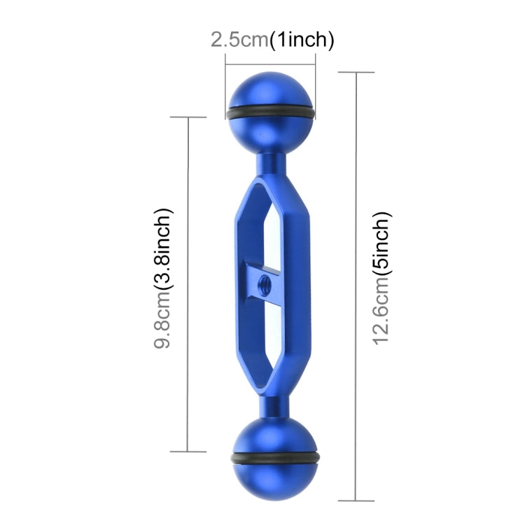 PULUZ Brazo de bolas dobles de aleación de aluminio de 5,0 pulgadas y 12,6 cm, diámetro de bola: 25 mm, 5.0 inch (Black), 5.0 inch (Blue), 5.0 inch (Red)