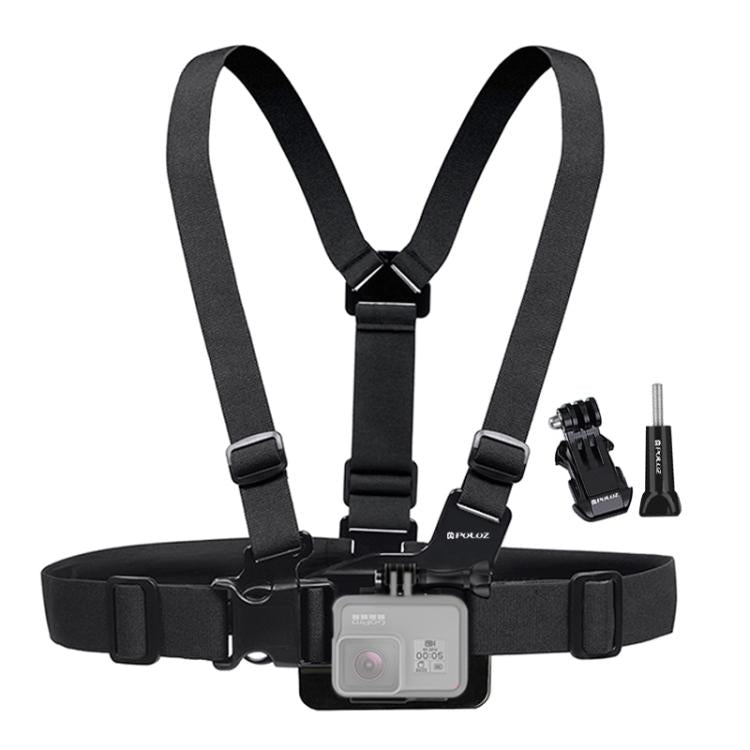 PULUZ Correa de pecho ajustable para montaje en el cuerpo con soporte de gancho en J y tornillo largo para GoPro Hero11 Black / HERO10 Black / HERO9 Black / HERO8 Black / HERO7 /6/5/5 Session /4 Session /4/3+ /3/2/1, Insta360 ONE R, DJI Osmo Action y o...