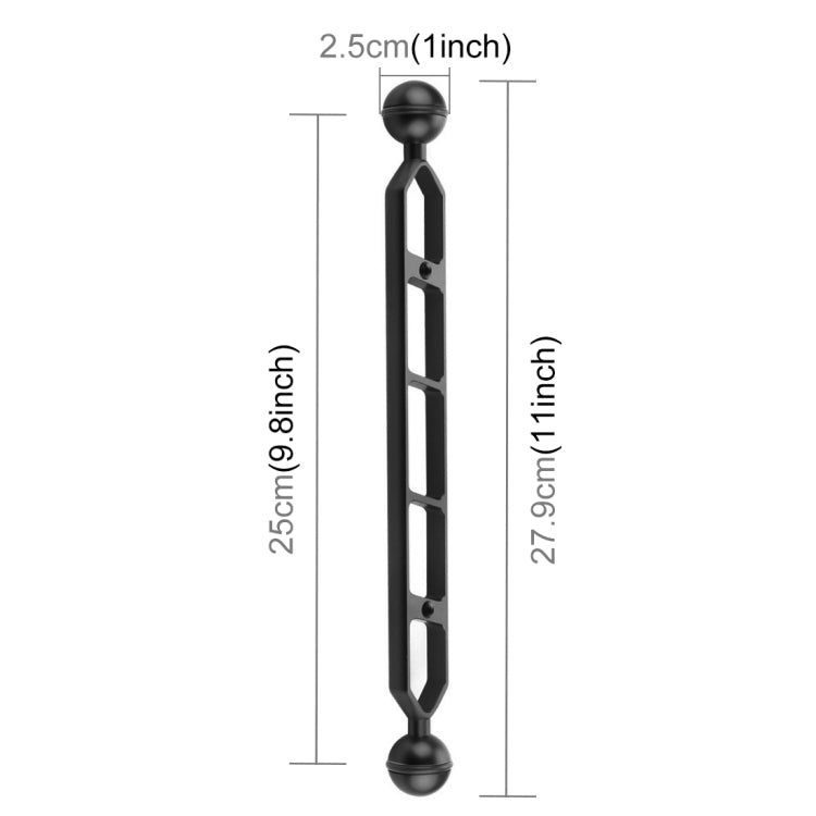 PULUZ Brazo de bolas dobles de aleación de aluminio de 11,0 pulgadas y 27,9 cm, diámetro de bola: 25 mm, 11.0 inch (Black), 11.0 inch (Blue), 11.0 inch (Red)